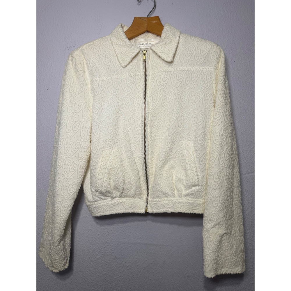 Frankly My Dear Danna Stewart Cream Textured Paisley Zip Up Jacket Cottagecore